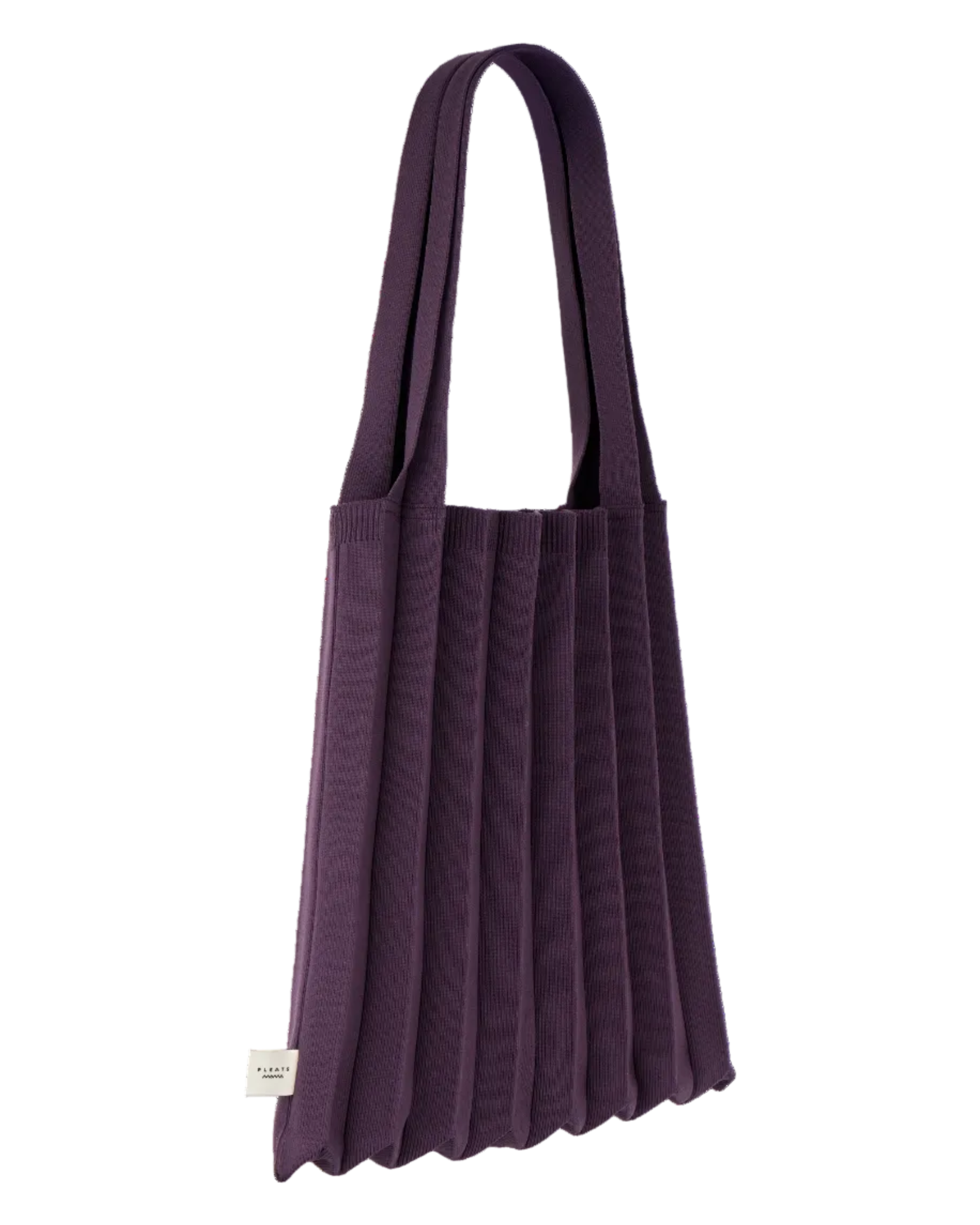 Purple pleated bag on a white background
