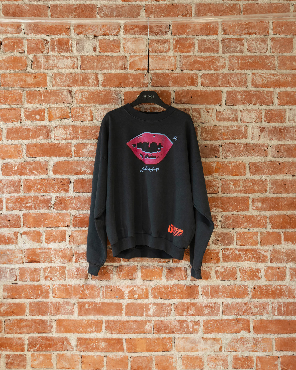 Smile Crewneck in Charcoal, front view.