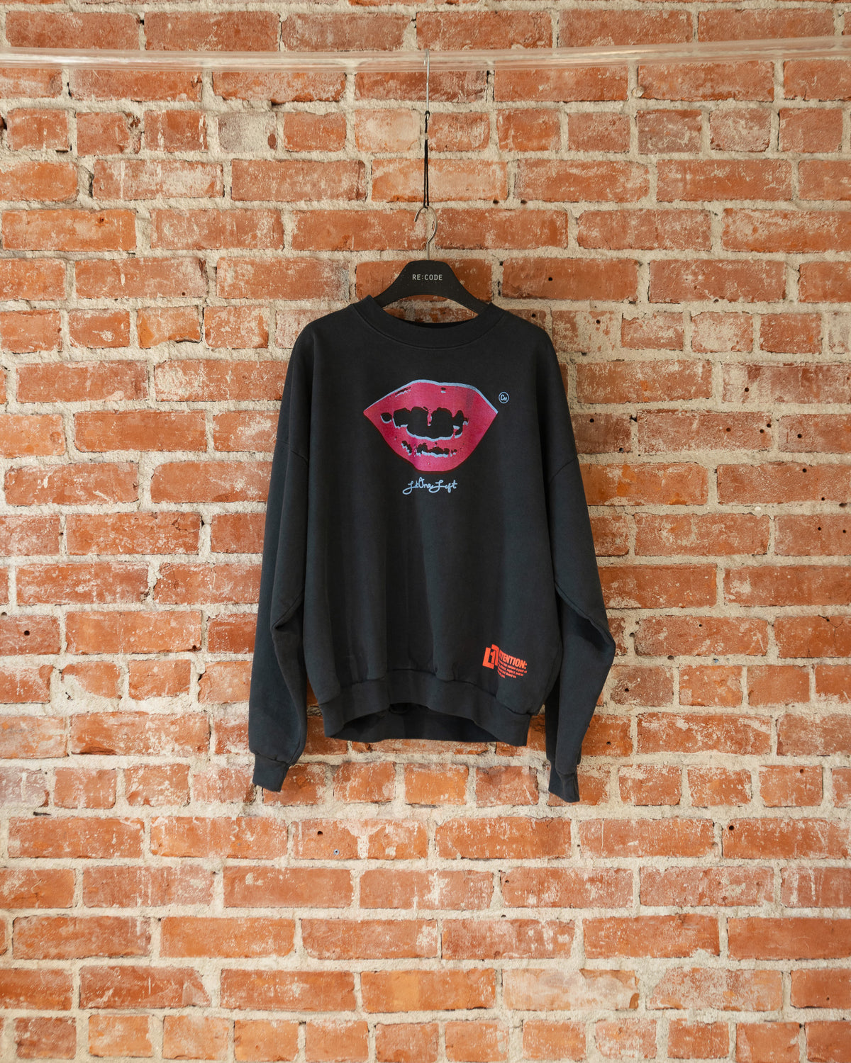Smile Crewneck in Charcoal, front view.