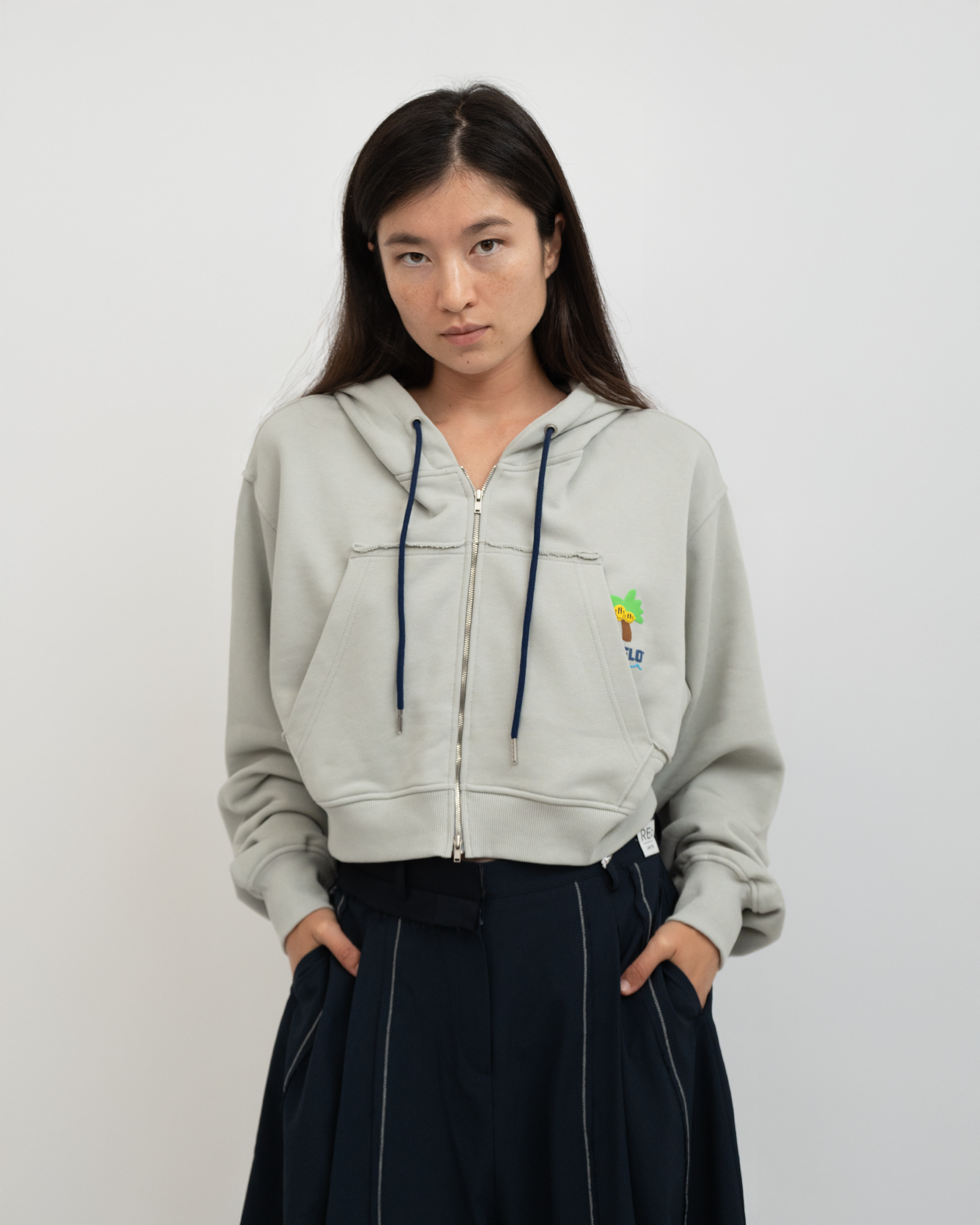 ★GLOWNY★ G CROP ZIP UP STRIPE G CROP ZIP UP (STRIPE) - GLOWNY