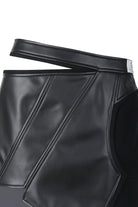 Recycled Leather Asymmetric Short Skirt - Recode Global