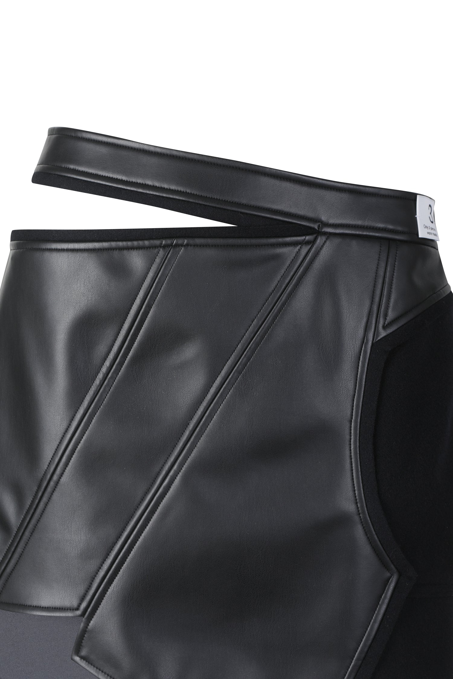 Recycled Leather Asymmetric Short Skirt - Recode Global